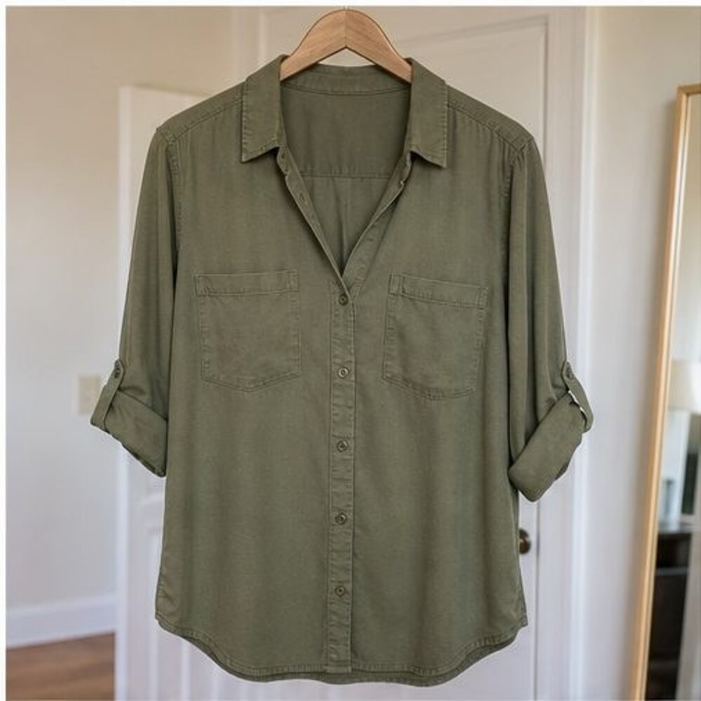 Olive Puff Sleeve Top